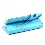 Wholesale iPhone 4S 4 Diamond Flip Leather Wallet Case (Blue)